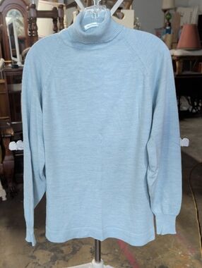 Vintage Thane 100% Orlon Knit Turtleneck Sweater L Blue